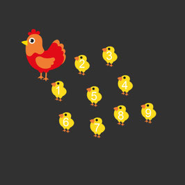 POULE ET SES 9 POUSSINS