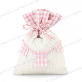 Sacchetto portaconfetti rosa con biancheria