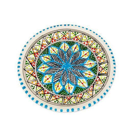 Piatto in ceramica dipinta tunisina tonalità turchese