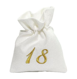 Sacchetto bianco 18 anni con ricamo color oro