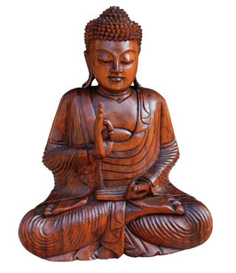 Statua buddha in legno naturale altezza 40 cm