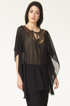 Camicia poncho trasparente perline
