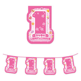 Festone rosa primo compleanno