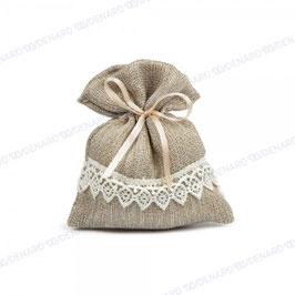 Sacchetto con macramè beige