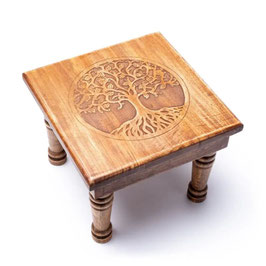 Tavolo in legno esotico con albero della vita intagliato