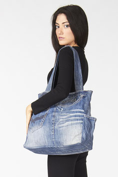 Borsa shopper jeans due taschel aterali