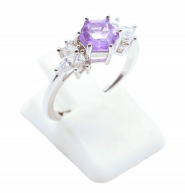 Anello con ametista in argento stearling 925 "fiocco di neve d'argento"