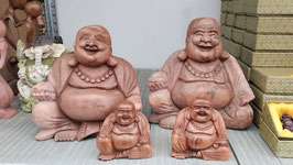 Statua Buddha felice in legno di suar