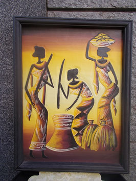 Quadro stile Africa scena del villaggio