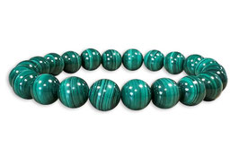 Bracciale in pietra malachite AA sfere da 8mm