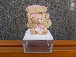 Portaconfetti bimba rosa trenino e orsacchiotto