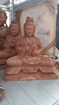 Statua di Shiva in legno naturale. Altezza 35 cm