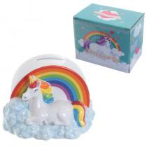 Salvadanaio unicorno e arcobaleno
