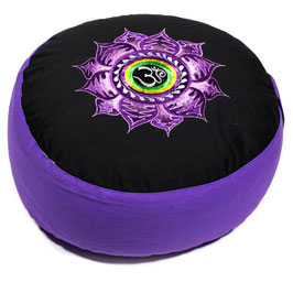 Cuscino da meditazione Loto e Om viola e nero
