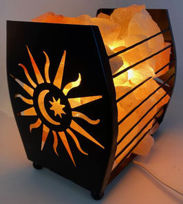 Lampada di sale cesta con sole e luna