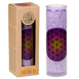 Candela fiore della vita viola stearina durata 100 ore