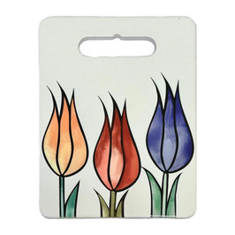 Tagliere rettangolare in ceramica con tulipani