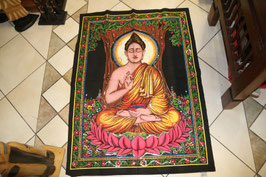 Batik indiano con paillettes Buddha 105 x 80 cm