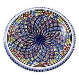 Piatto da portata in ceramica dipinta tunisina blu con decorazione