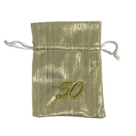 Sacchetto portaconfetti lamè 50 nozze d'oro ricamato