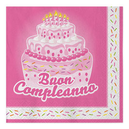 Tovaglioli buon compleanno rosa
