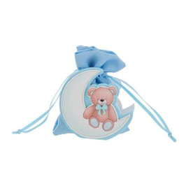 Scatolina porta confetti azzurra orsetto luna