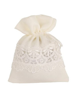Sacchetto avorio pizzo e macramè