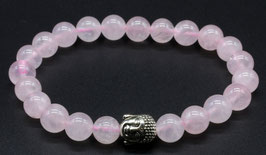 Bracciale in quarzo rosa con inserto Buddha