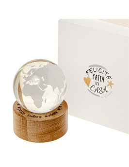 Mappamondo su base in legno con luce led medio