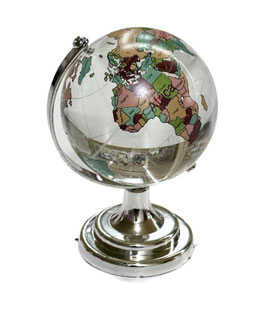 Mappamondo in vetro colorato altezza 9 cm