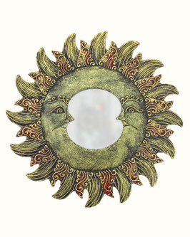 Specchio due lune oro e bronzo con sfumature rosse