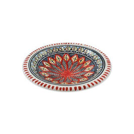 Piatto da portata in ceramica tunisina dipinta tonalità rossa e blu