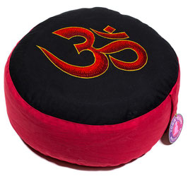 Cuscino da meditazione rosso/nero con OM