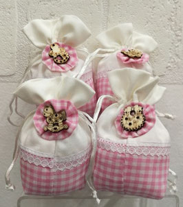 Sacchetto portaconfetti rosa con coccardina