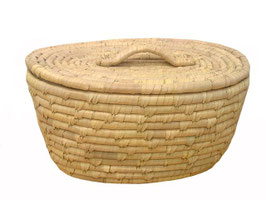 Cesto paglia ovale con coperchio con manico 29x21 cm h13cm