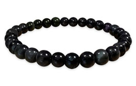 Bracciale in ossidiana nera sfere 6mm