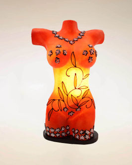 Lampada corpo di donna fiori e foglie