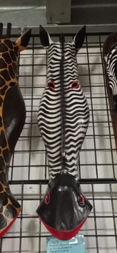 Maschera zebra occhi e bocca rossi altezza 80cm