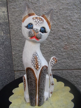 Gatto in legno dipinto bianco altezza 30 cm