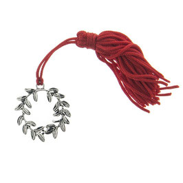 Ciondolo corona d'alloro con nappina rossa