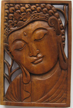 Pannello Buddha in legno di Suar grande
