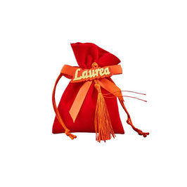 Sacchetto portaconfetti velluto rosso con scritta