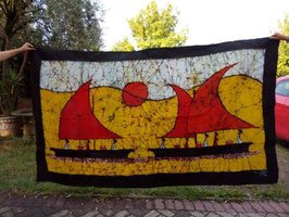 Batik con barche e paesaggio