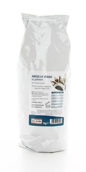 Argilla verde in polvere essiccata al sole. 1kg.