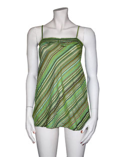 Top verde in cotone grinzato con laccetti
