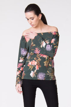 Camicia no spalle manica ruota base verde scuro