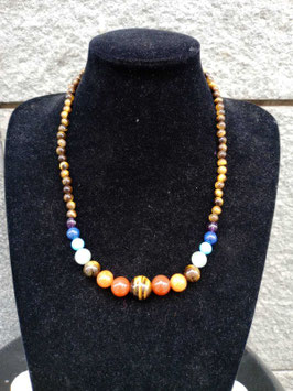 Collana occhio di tigre e pietre dei 7 chakra