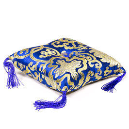 Cuscino per campana tibetana blu con fiori