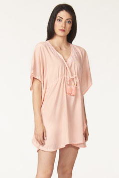 Codice 25. Vestito caftano poncho ricamato corto