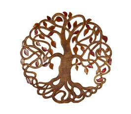 Pannello albero della vita in legno scuro diametro 60 cm